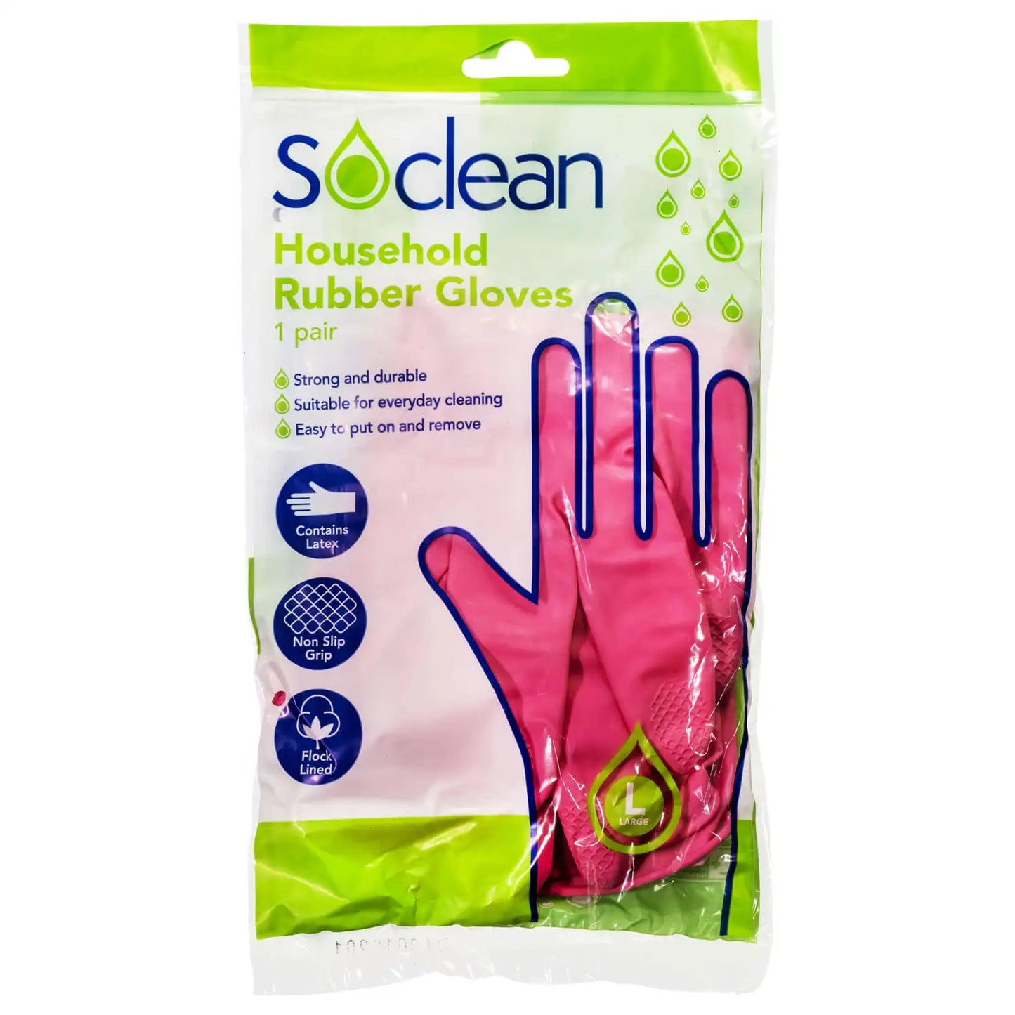 Soclean Household Rubber Gloves Pink 10 Pairs
