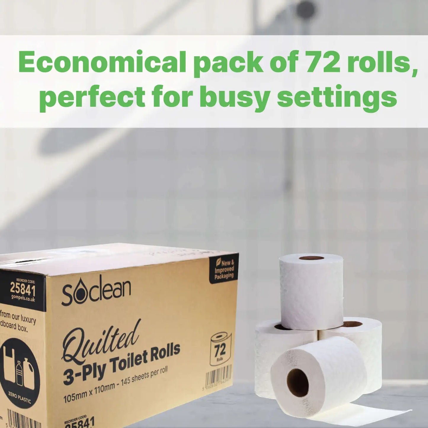 Soclean Luxury Quilted Toilet Rolls 3 Ply 72 Pack