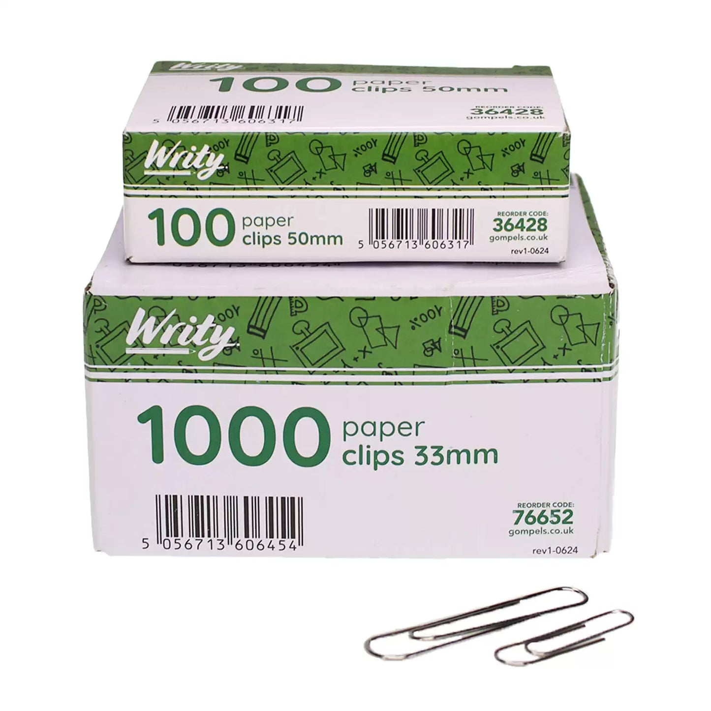 Writy Paper Clips 50mm 100 Pack