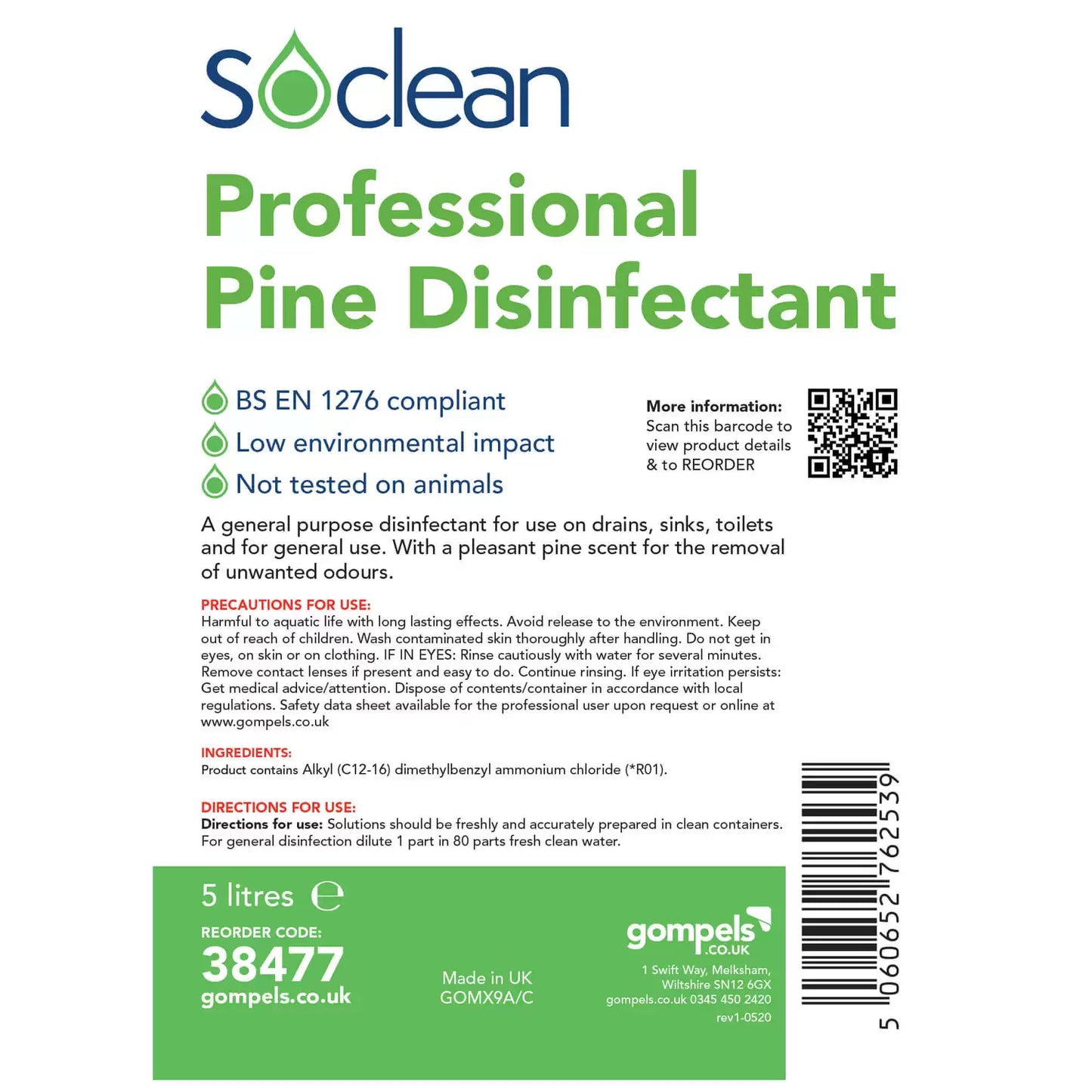 Soclean Professional Pine Disinfectant 5 Litre 2 Pack
