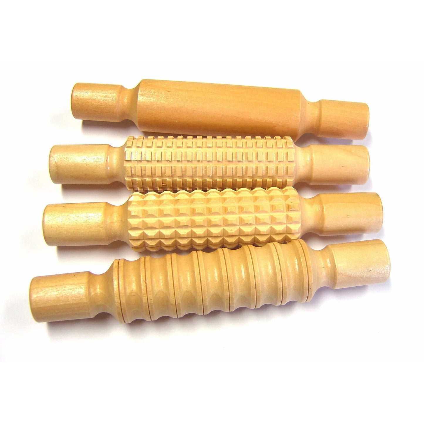 Wooden Patterned Rolling Pin Set of 4