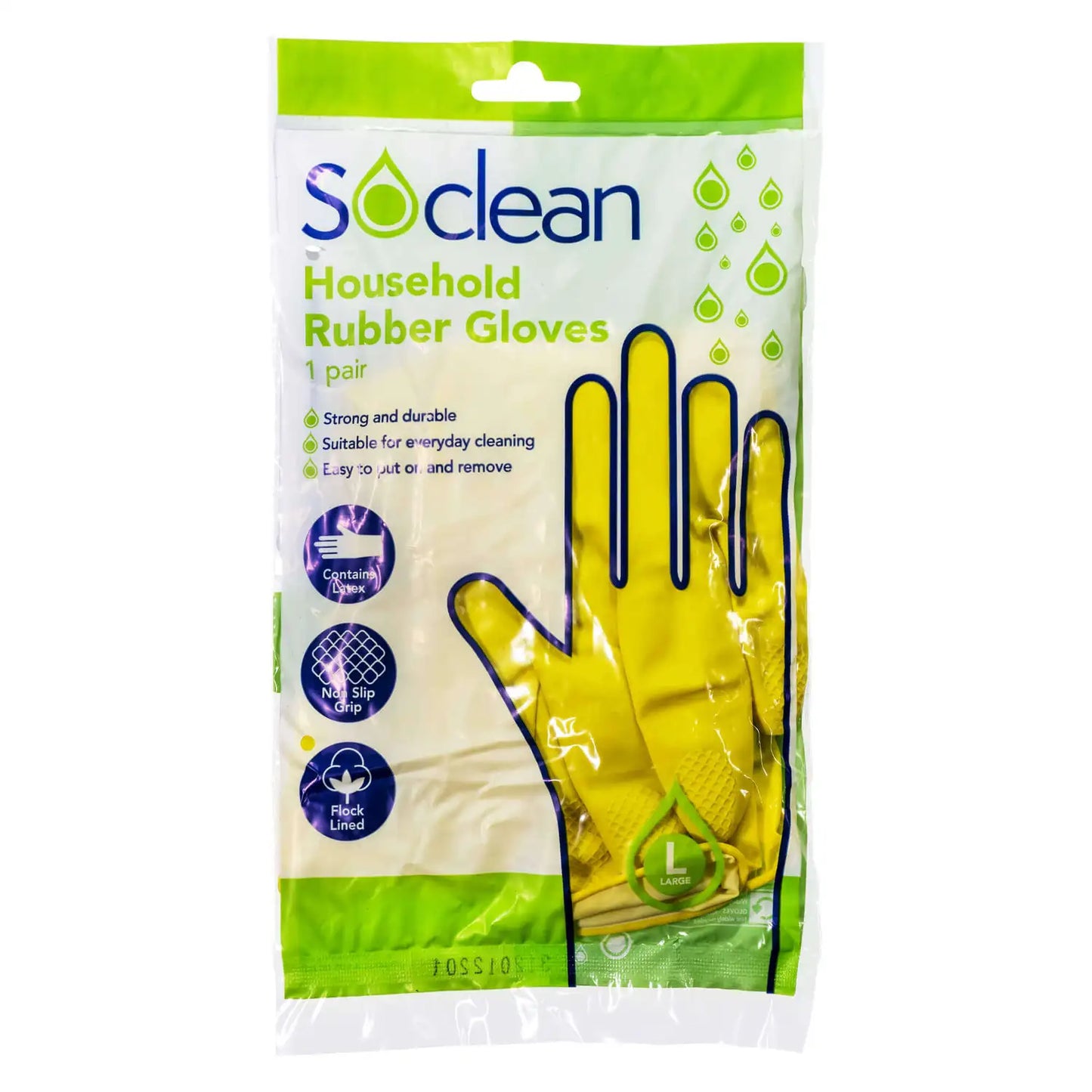 Soclean Household Rubber Gloves Yellow 10 Pairs