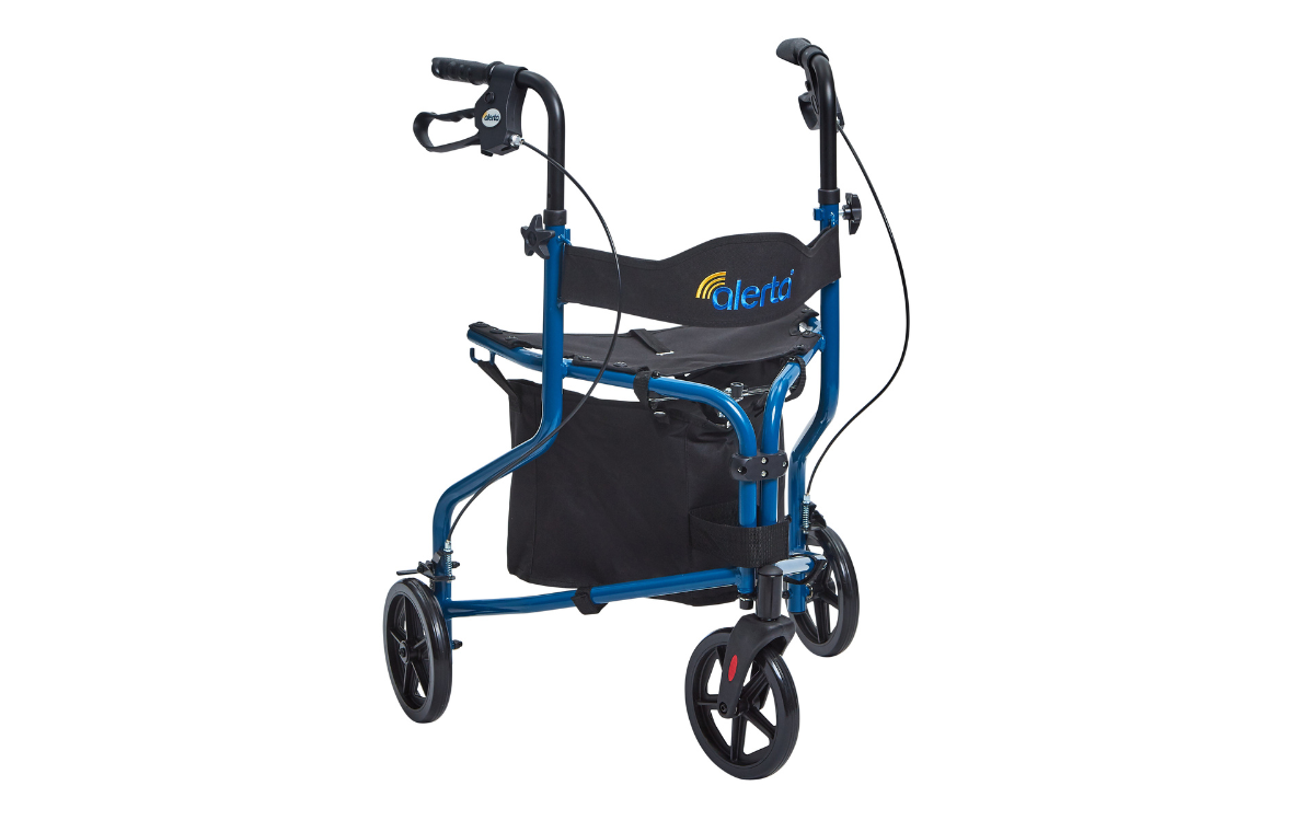 Three-Wheel Aluminium Walker with Seat and Bag
