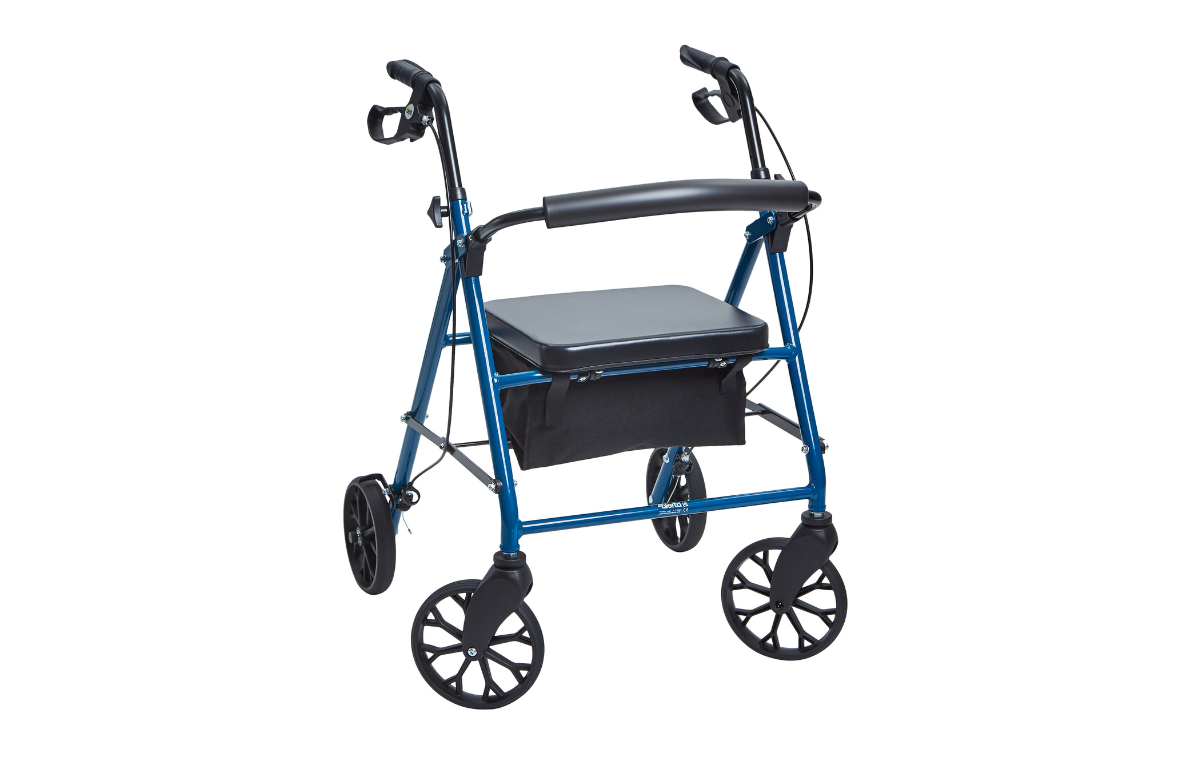 Four-Wheel Aluminium Rollator with Solid Back