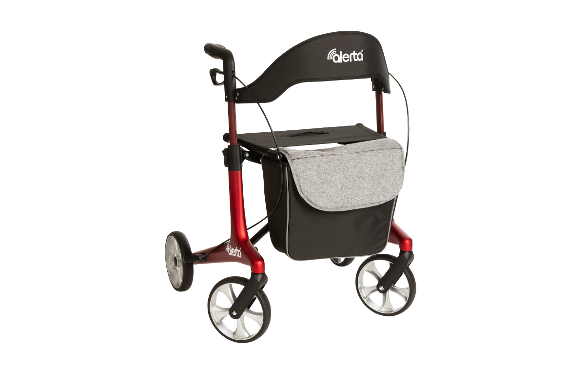 Four-Wheel Carbon Ultra-Lite Rollator, Low Seat, Satin Red