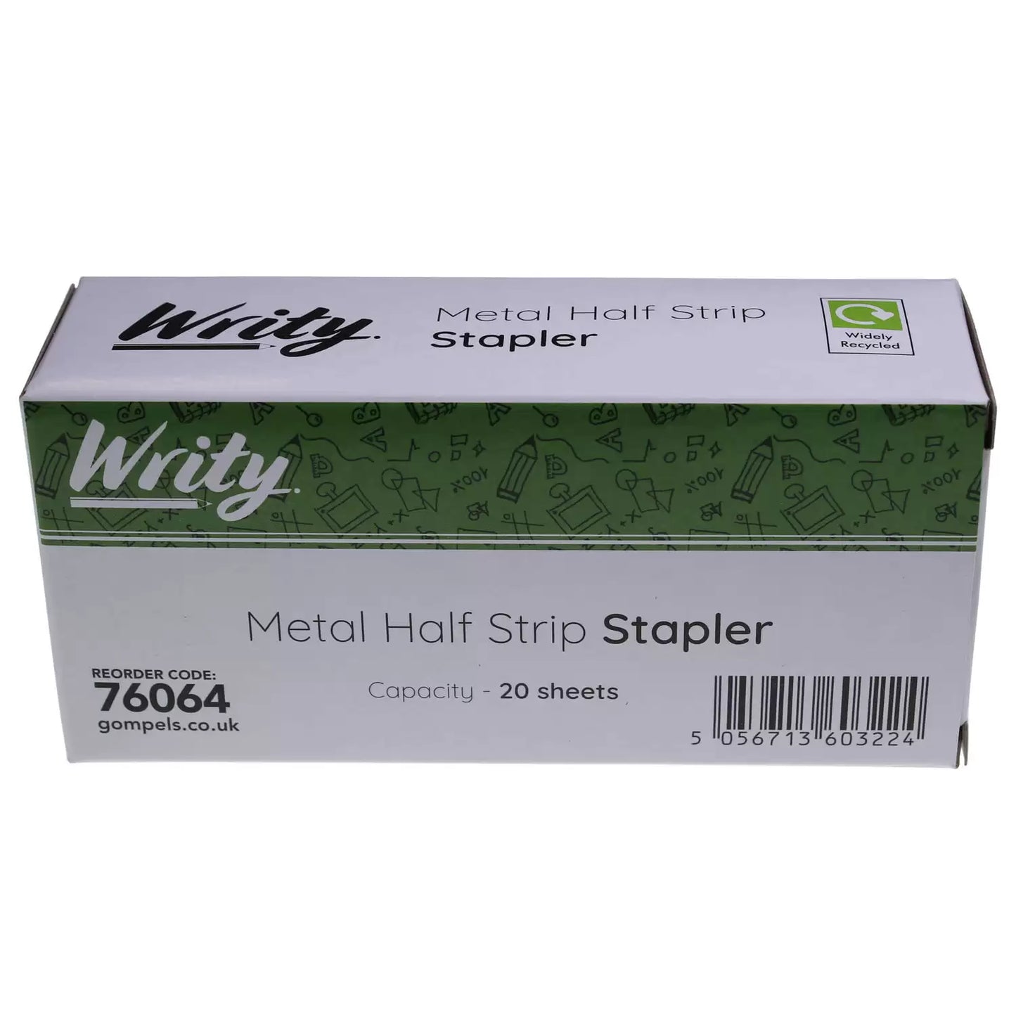 Writy Metal Half Strip Stapler Black