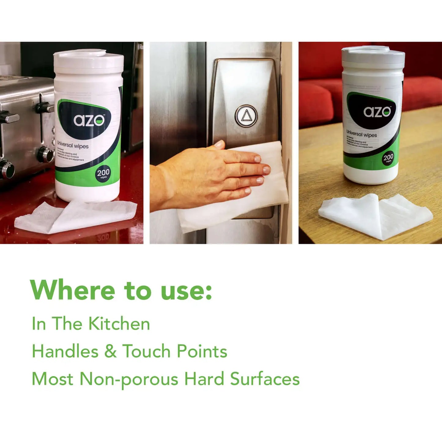 Azo Universal Alcohol Free Disinfectant Wipes 20x18cm 200
