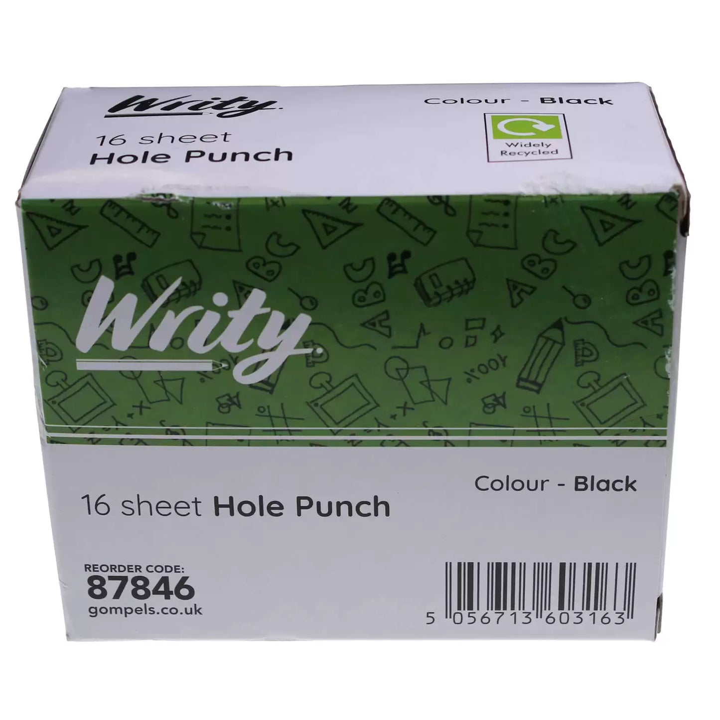 Writy Hole Punch Black 16 Sheets