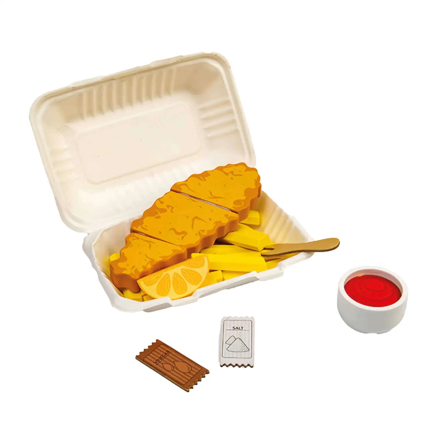 Wooden Fish and Chips Set