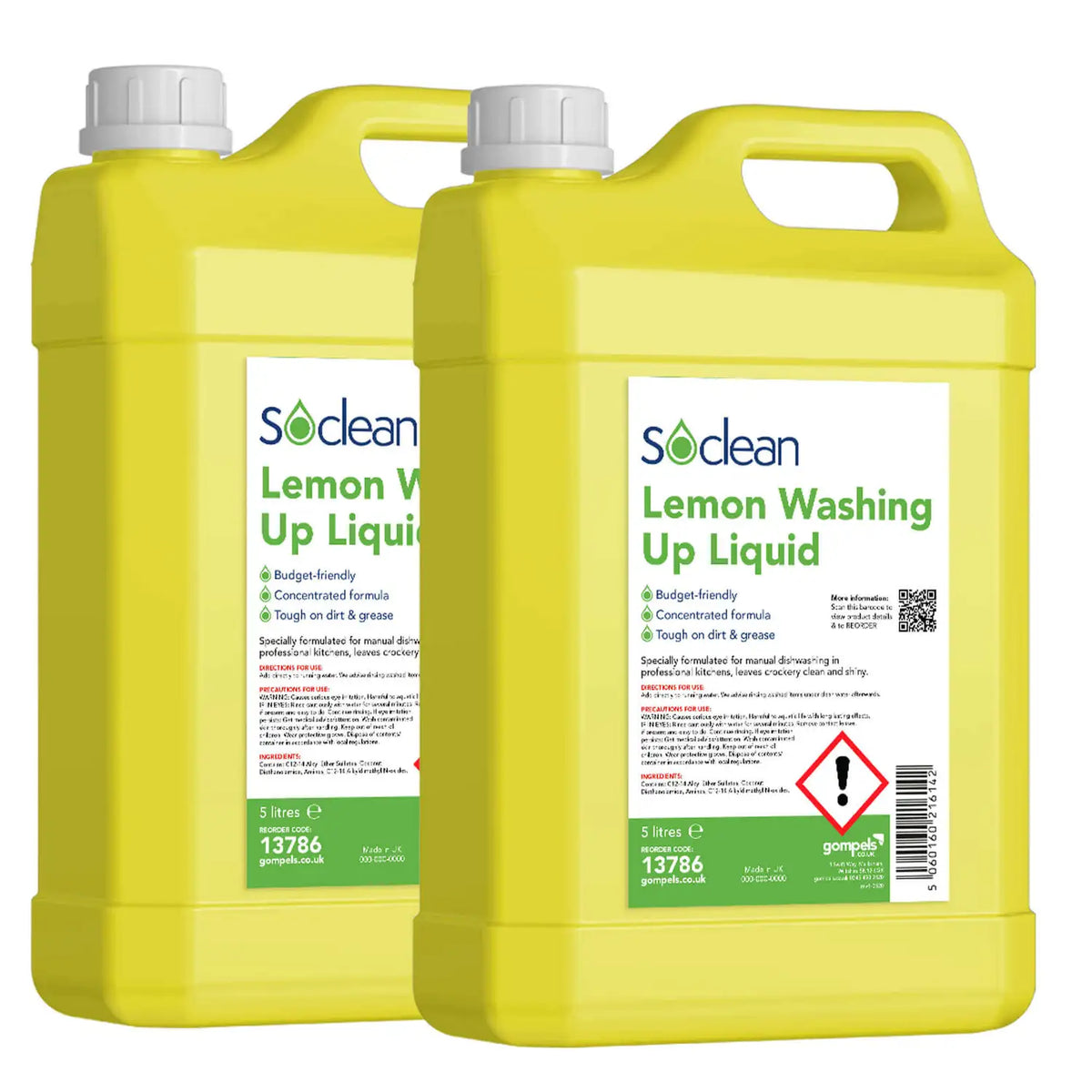 Soclean Washing Up Liquid Lemon 5 Litre 2 Pack