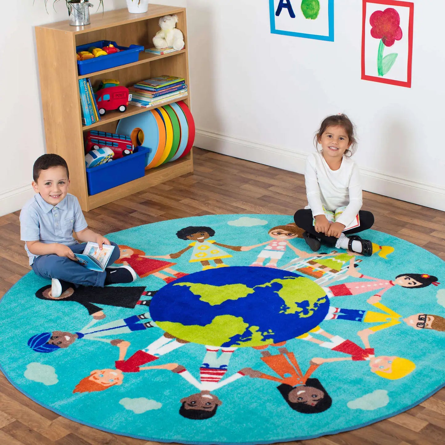 Children of The World Circular Rug Teal 2mx2m