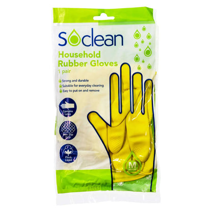 Soclean Household Rubber Gloves Yellow 10 Pairs