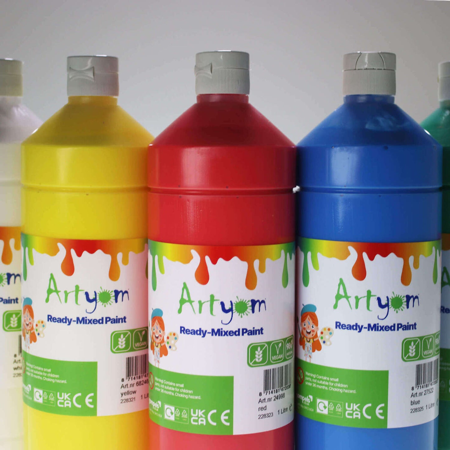 Artyom Assorted Ready Mixed Poster Paint 1 Litre 6 Pack