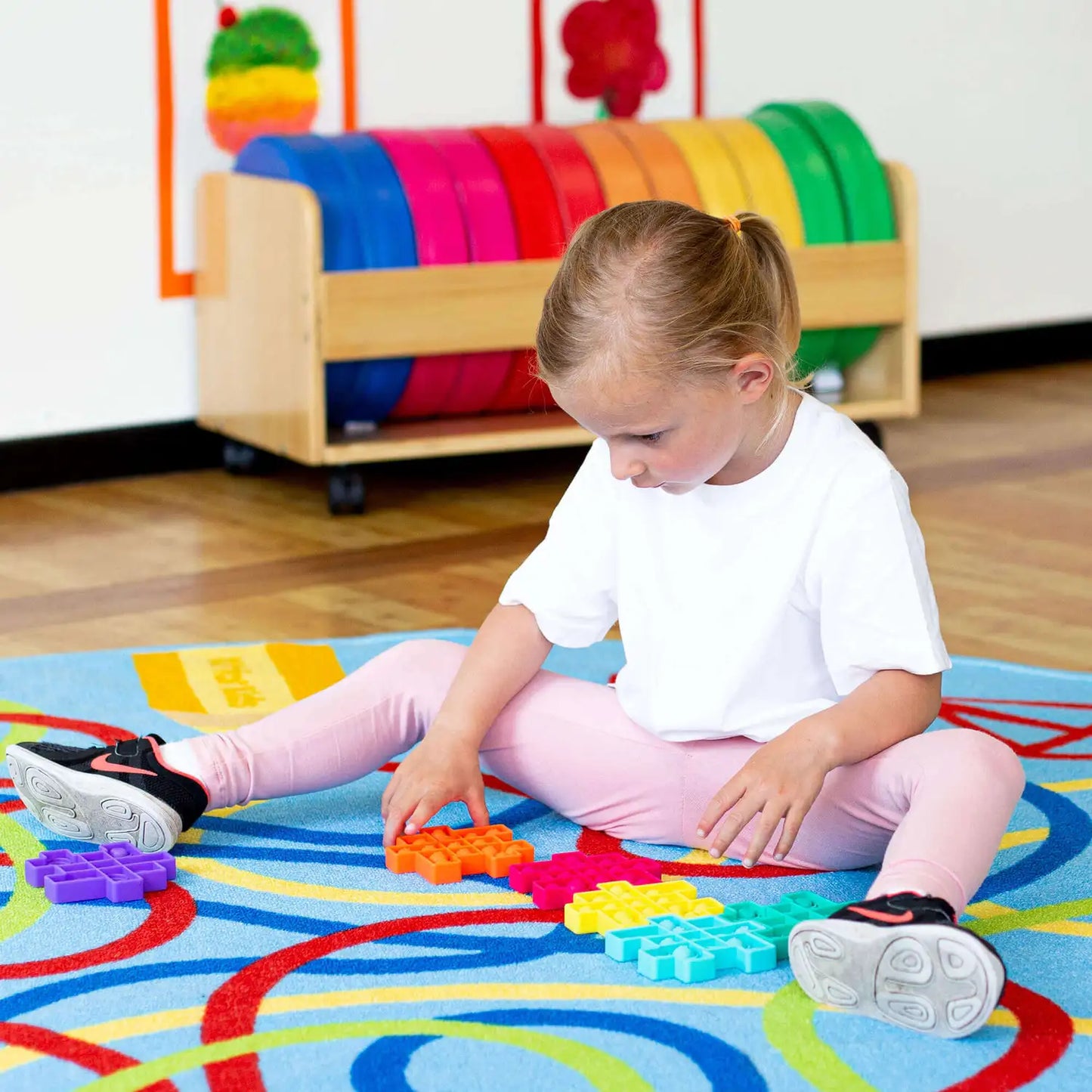 Rainbow Colour Tubes Rug 2mx2m