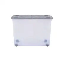 Wham Storage Box With Wheels and Folding Lid 80l Clear/Grey 3 Pack