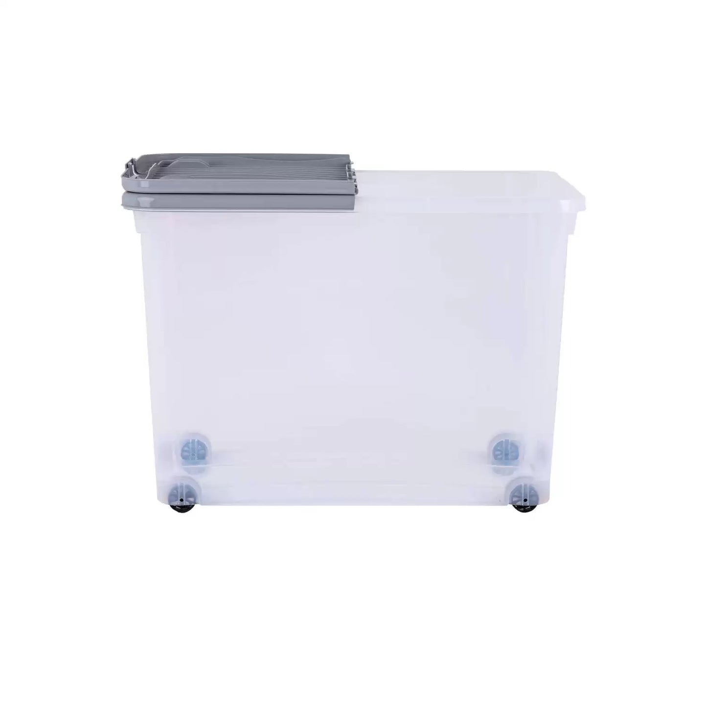 Wham Storage Box With Wheels and Folding Lid 80l Clear/Grey 3 Pack