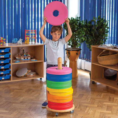 Two Tone Donut Cushions With Wheeled Storage 12 Pack