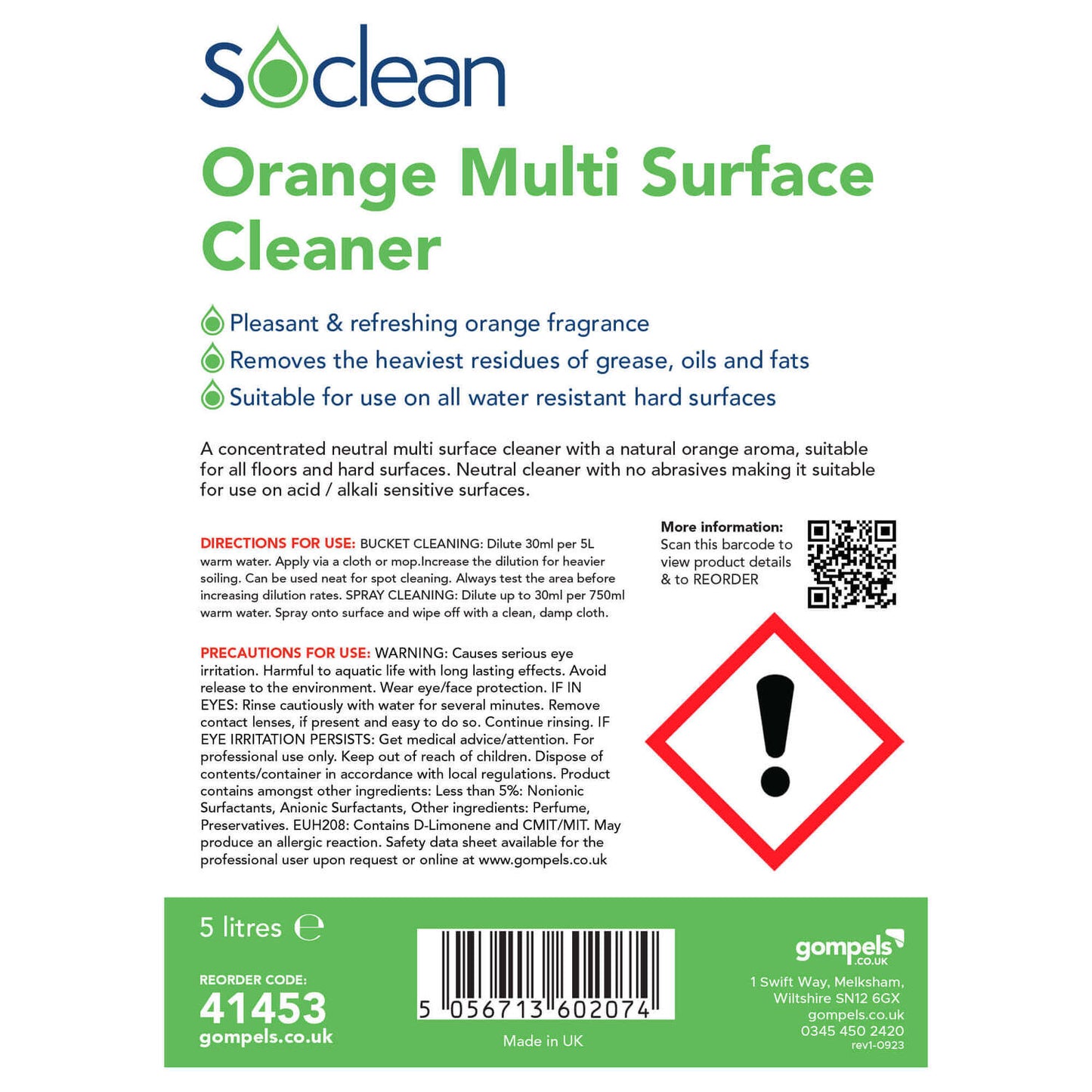 Soclean Orange Multi Surface Cleaner 5 Litre 2 Pack