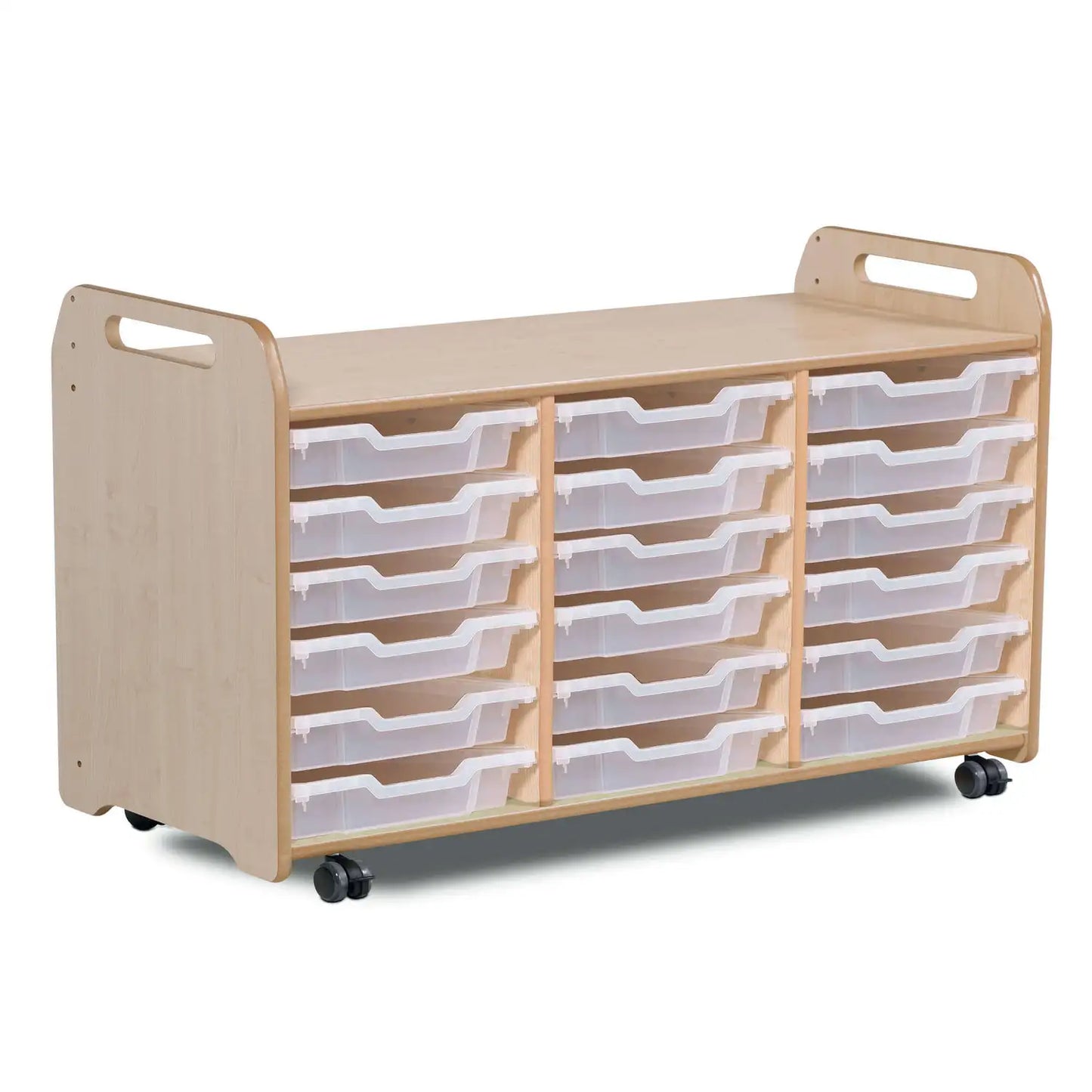 Tray Storage 3 Column H730mm With 18 Shallow Clear Trays (42480) (PT644)