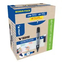 Pilot V Board Master Whiteboard Markers and Refills Black 10 Pack