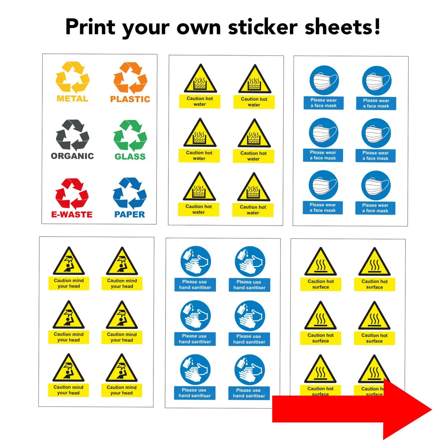 Plain Labels 6 Per Sheet