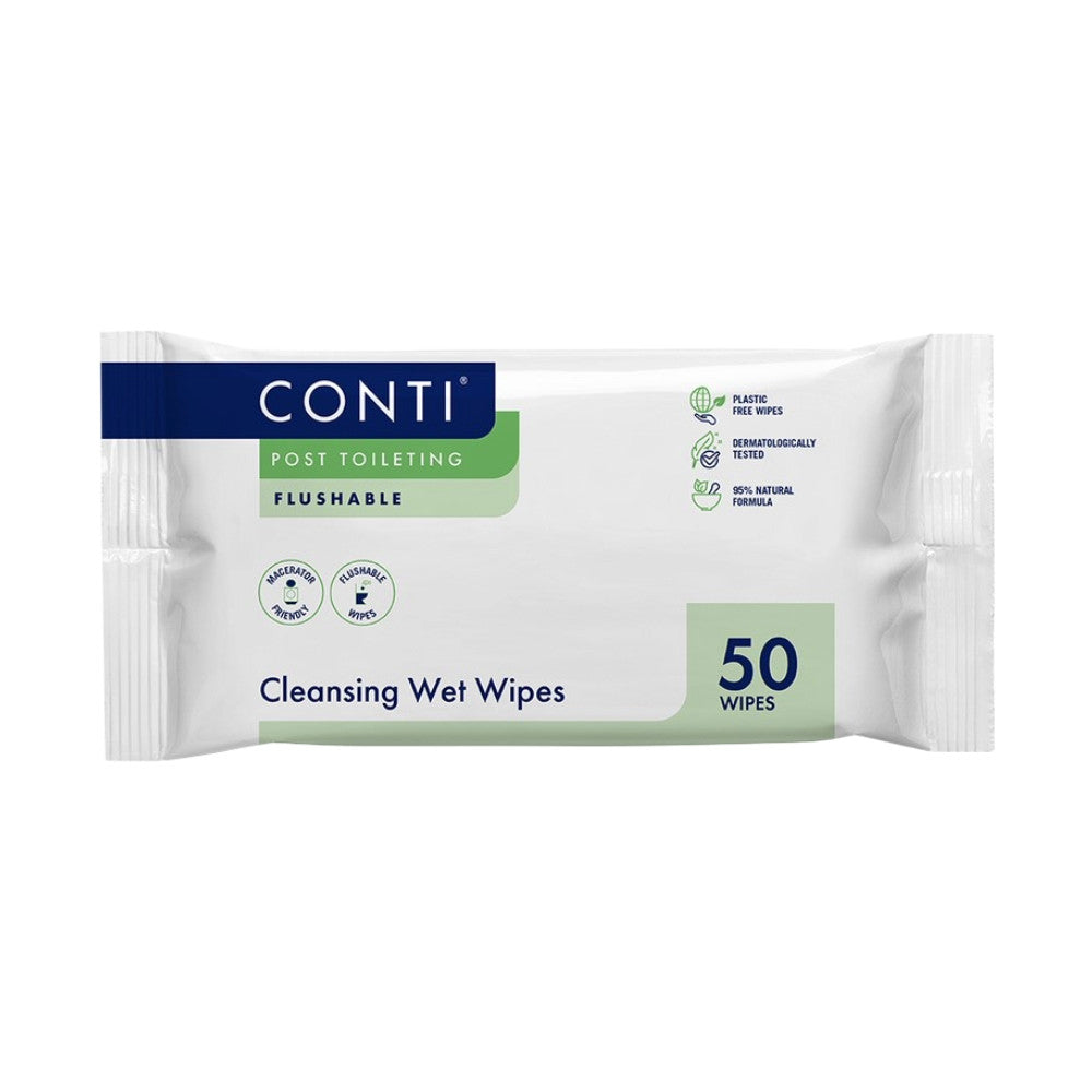 Conti Post Toileting Patient Wet Wipes, Flushable & Maceratable