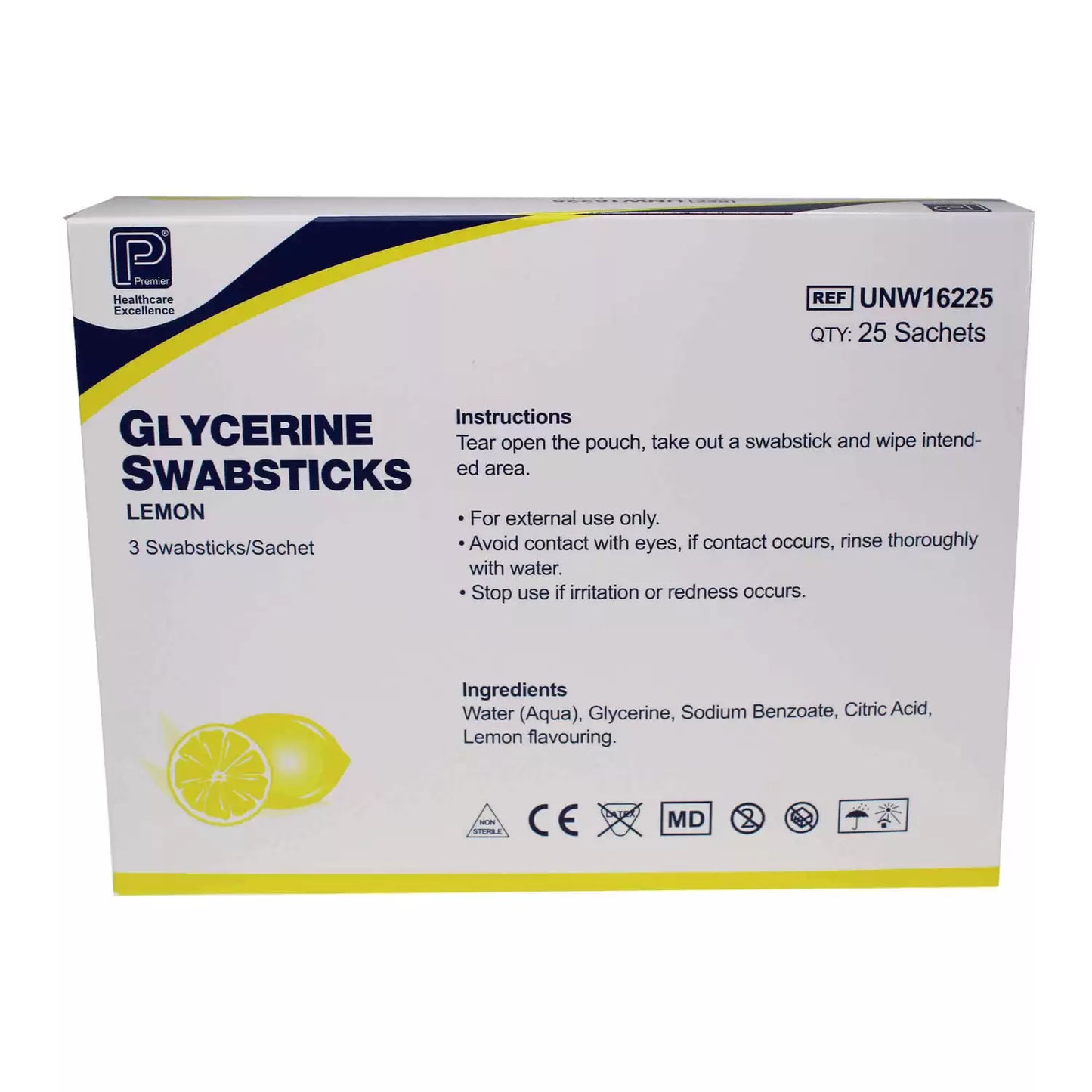 Lemon Glycerine Swabsticks 3 x 25 Pack