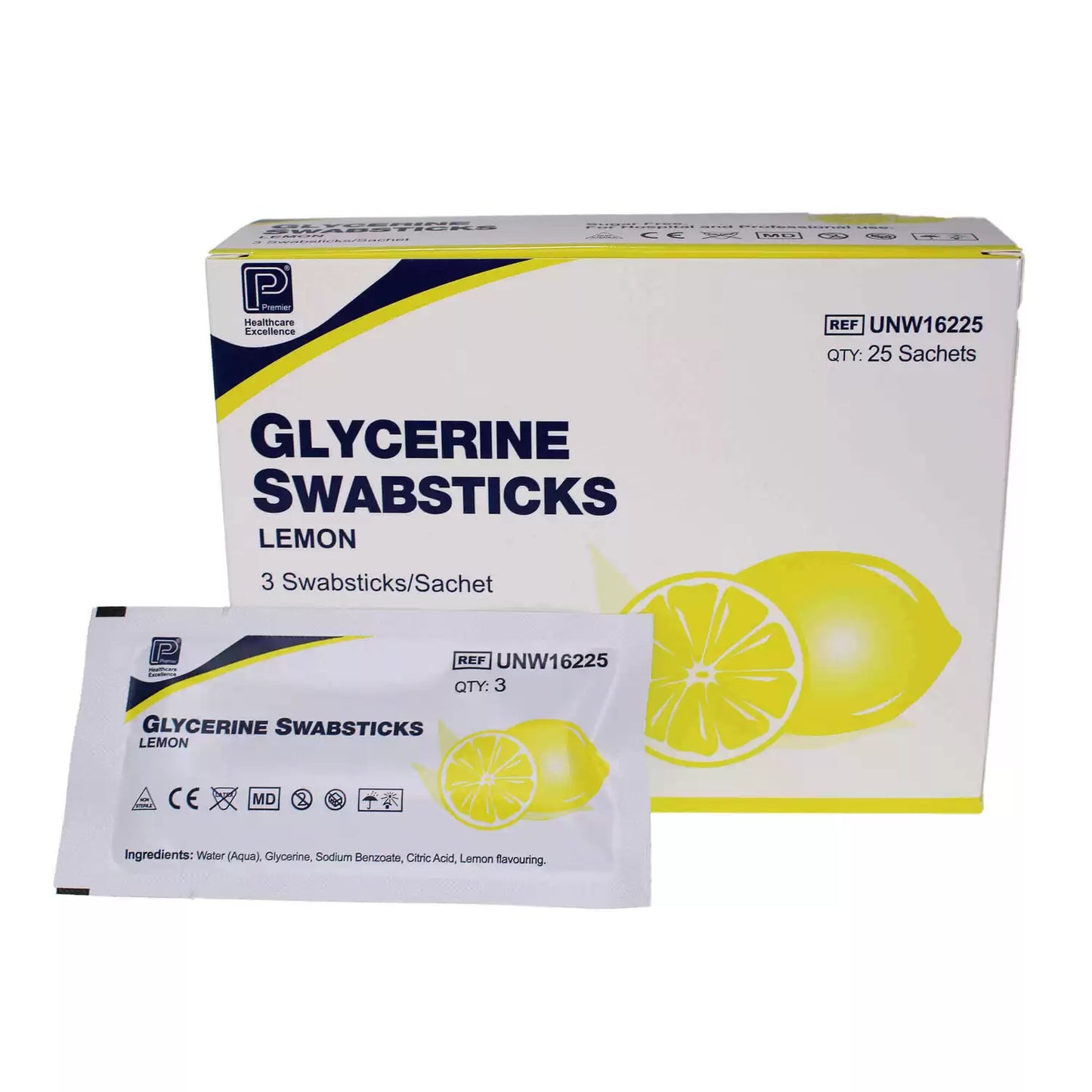 Lemon Glycerine Swabsticks 3 x 25 Pack