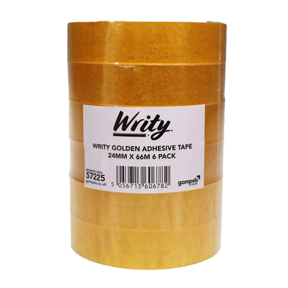 Writy Golden Adhesive Tape 24mm x 66m 6 Pack