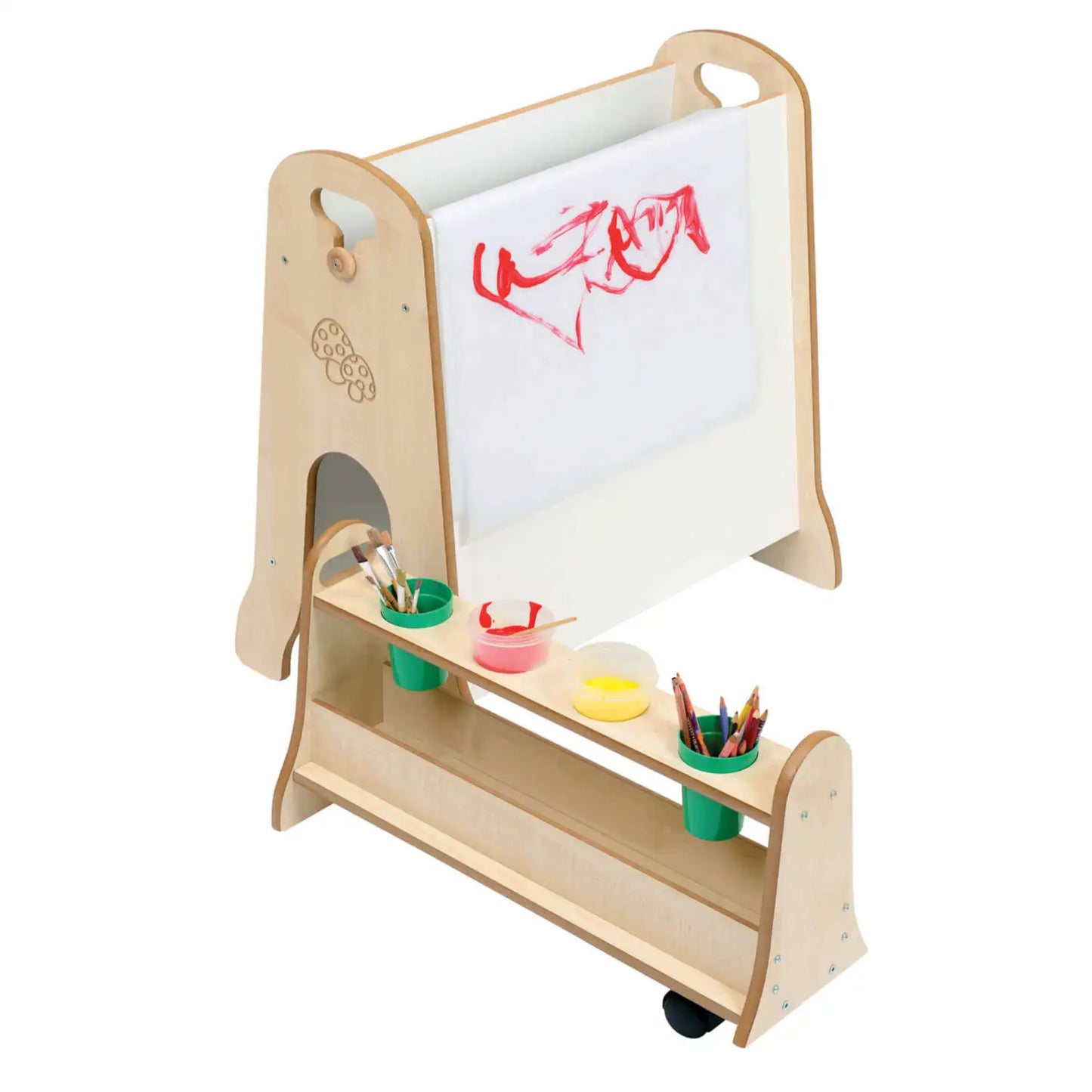 Mini Easel With Storage Trolley Maple