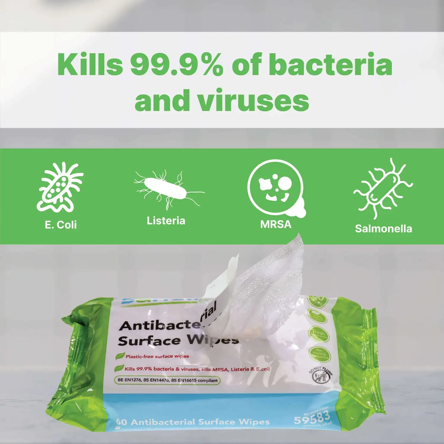 Sanell Plastic Free Antibacterial Wipes 60 Pack