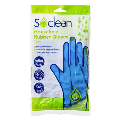 Soclean Household Rubber Gloves Blue 10 Pairs