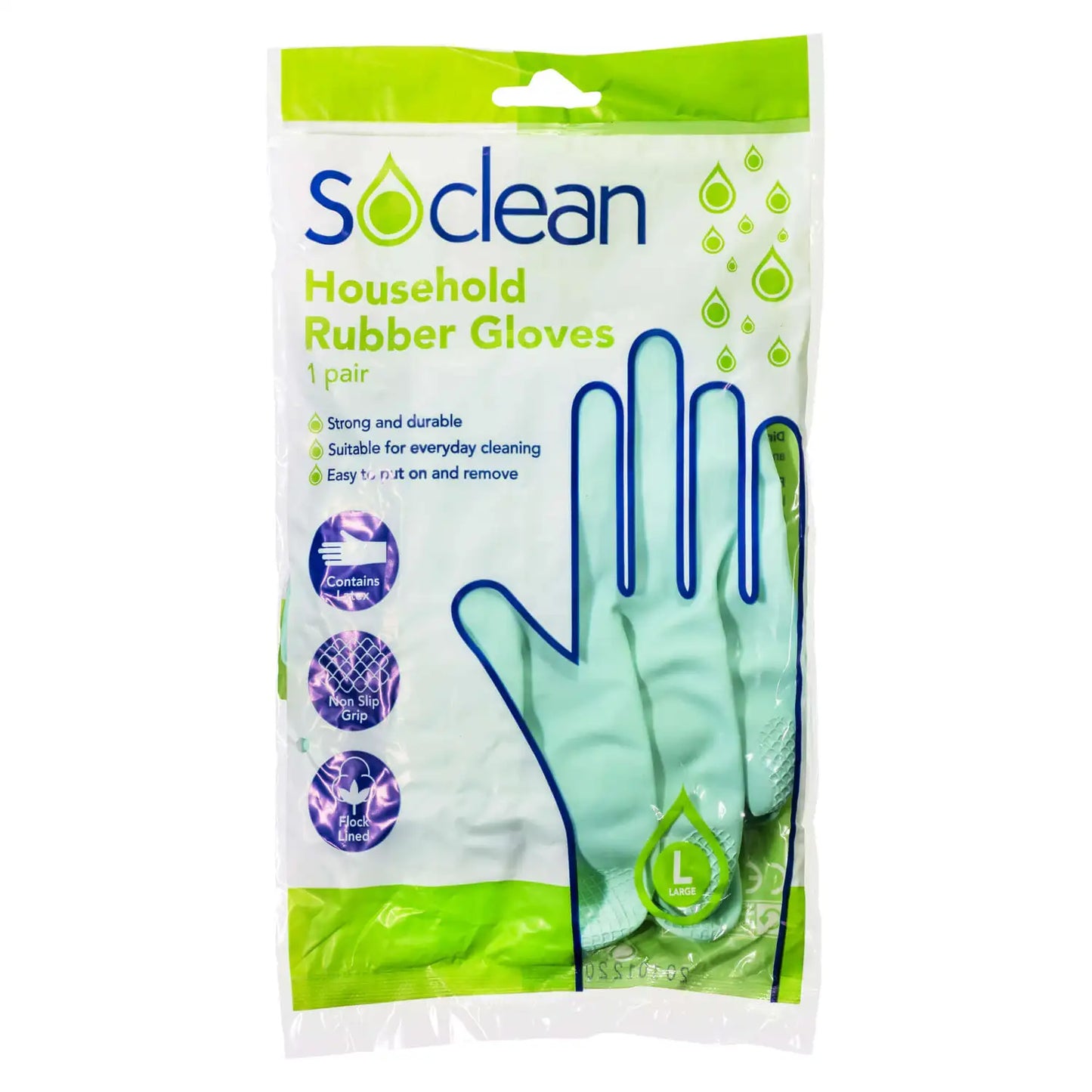 Soclean Household Rubber Gloves Green 10 Pairs