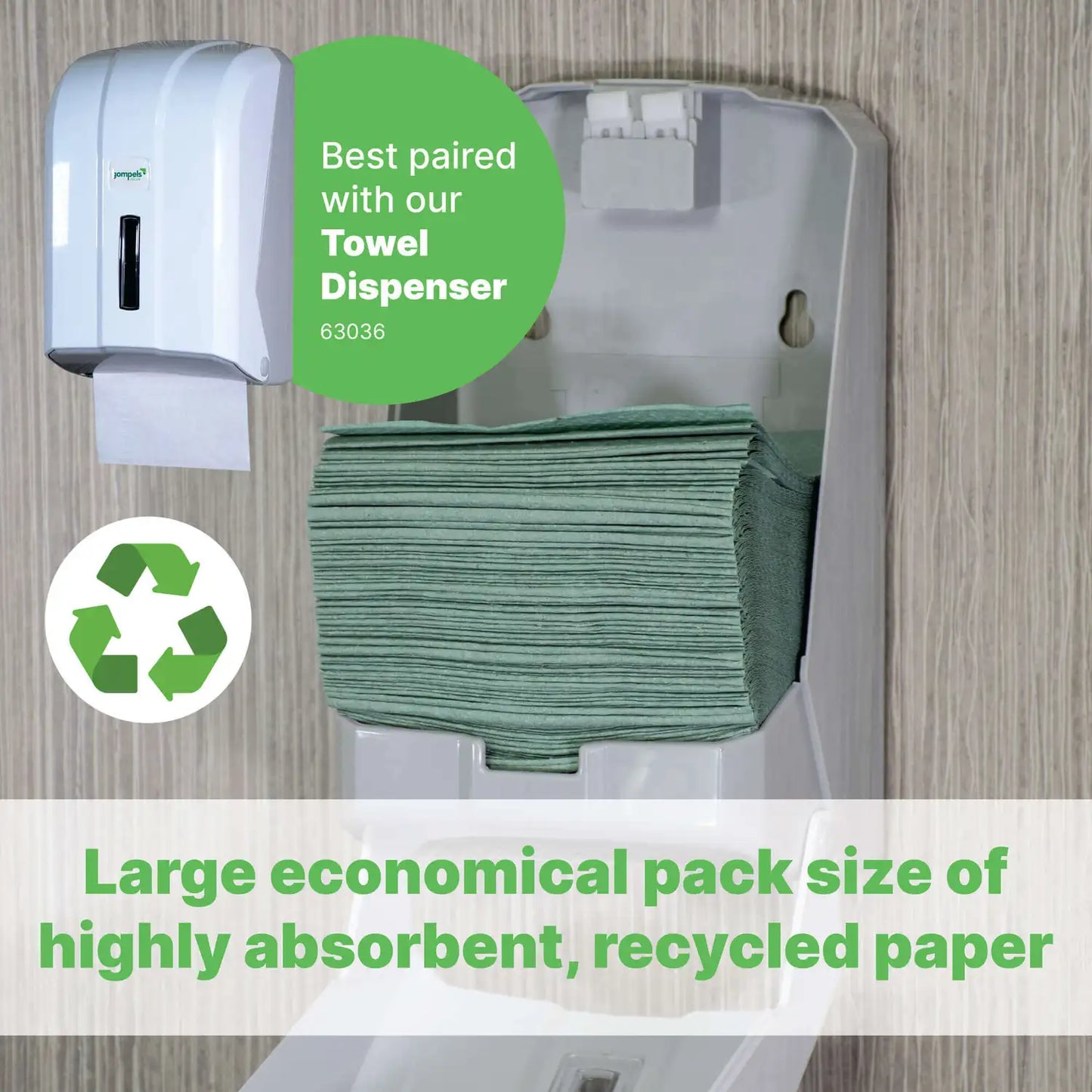 Soclean Children's V Fold Green Paper Towels 1ply 7200