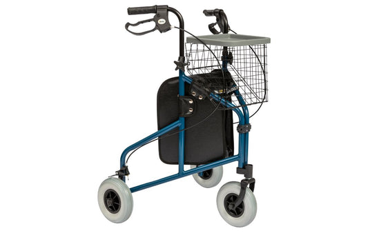 Three-Wheel Lightweight Walker with Basket, Tray and Bag