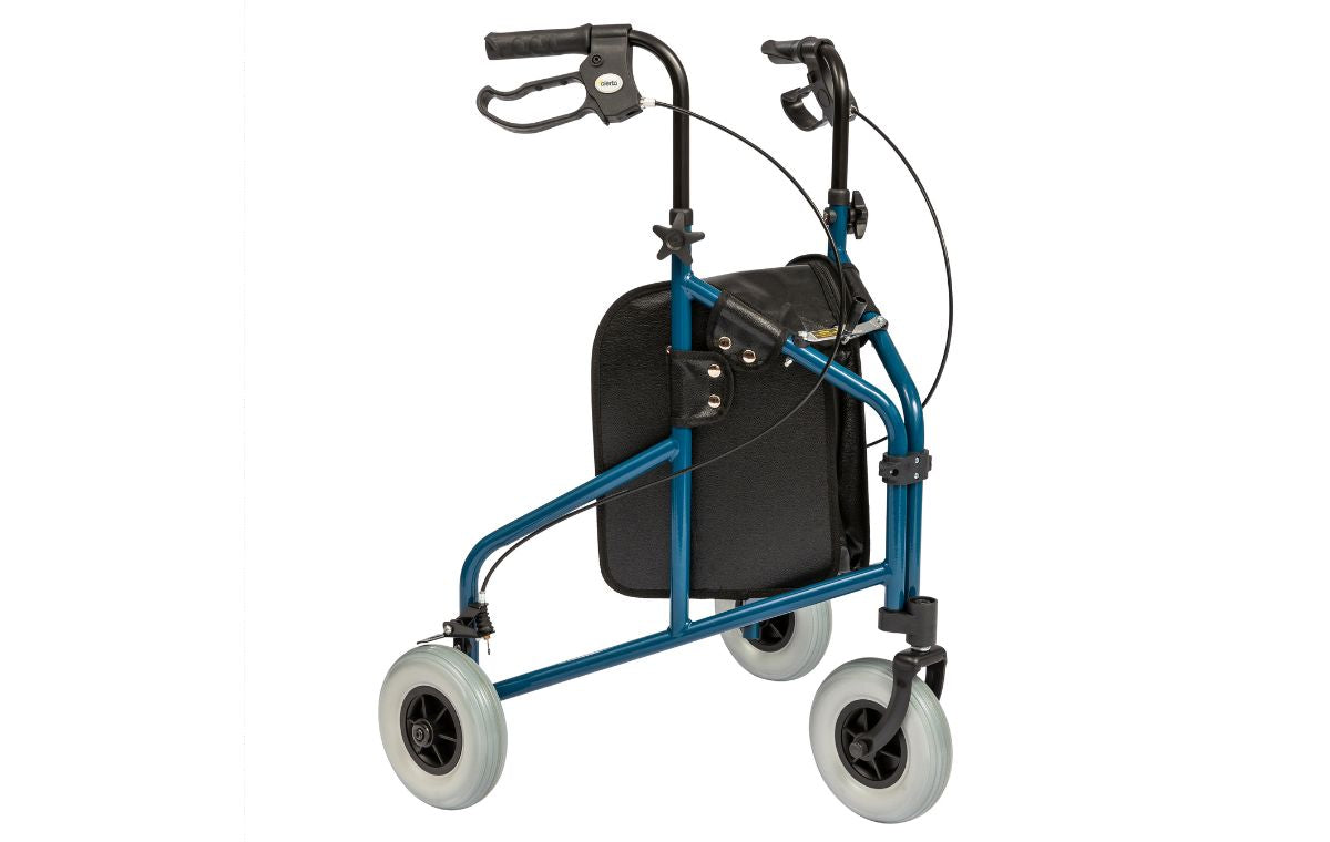 Three-Wheel Lightweight Walker with Basket, Tray and Bag