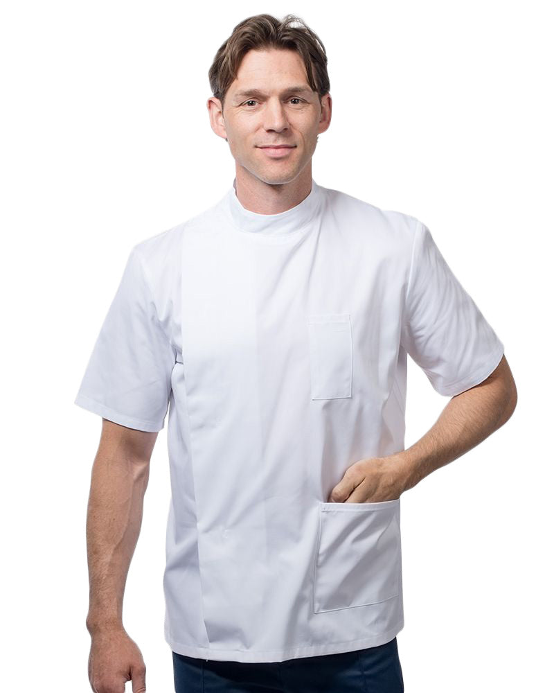 Men's Stud-Fasten Healthcare Tunic Uniform With Mandarin Collar