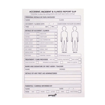 A5 Pupil Duplicate Accident Report Pad 50 Sets