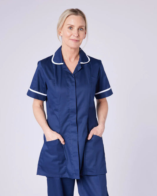 WOMEN’S ZIP FRONT NURSE TUNIC UNIFORM WITH ROUNDED COLLAR