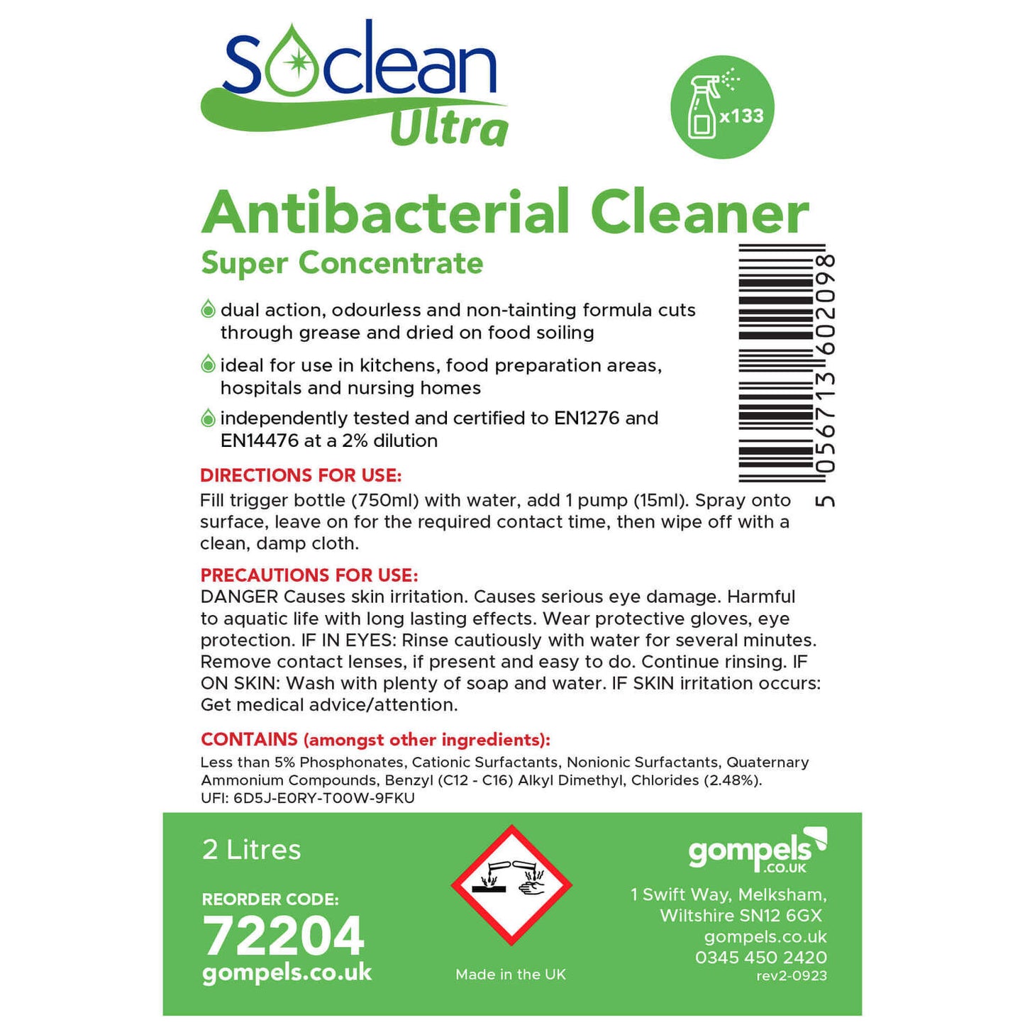 Soclean Ultra Antibacterial Cleaner Super Concentrate 2 Litre 2 Pack