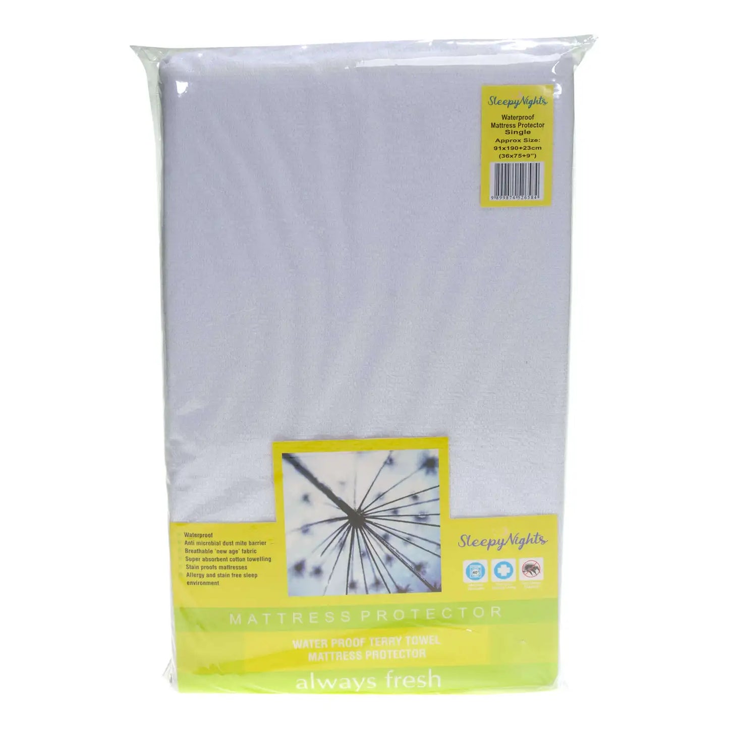 Waterproof Terry Towelling Single Mattress Protector