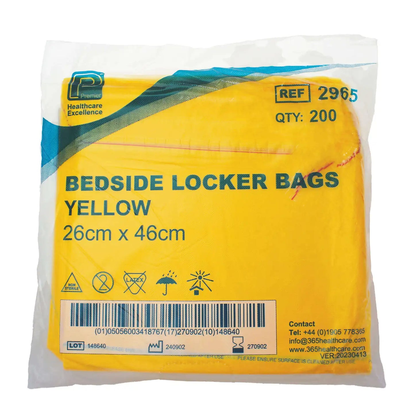 Yellow Disposable Bags With Tape 200 Pack