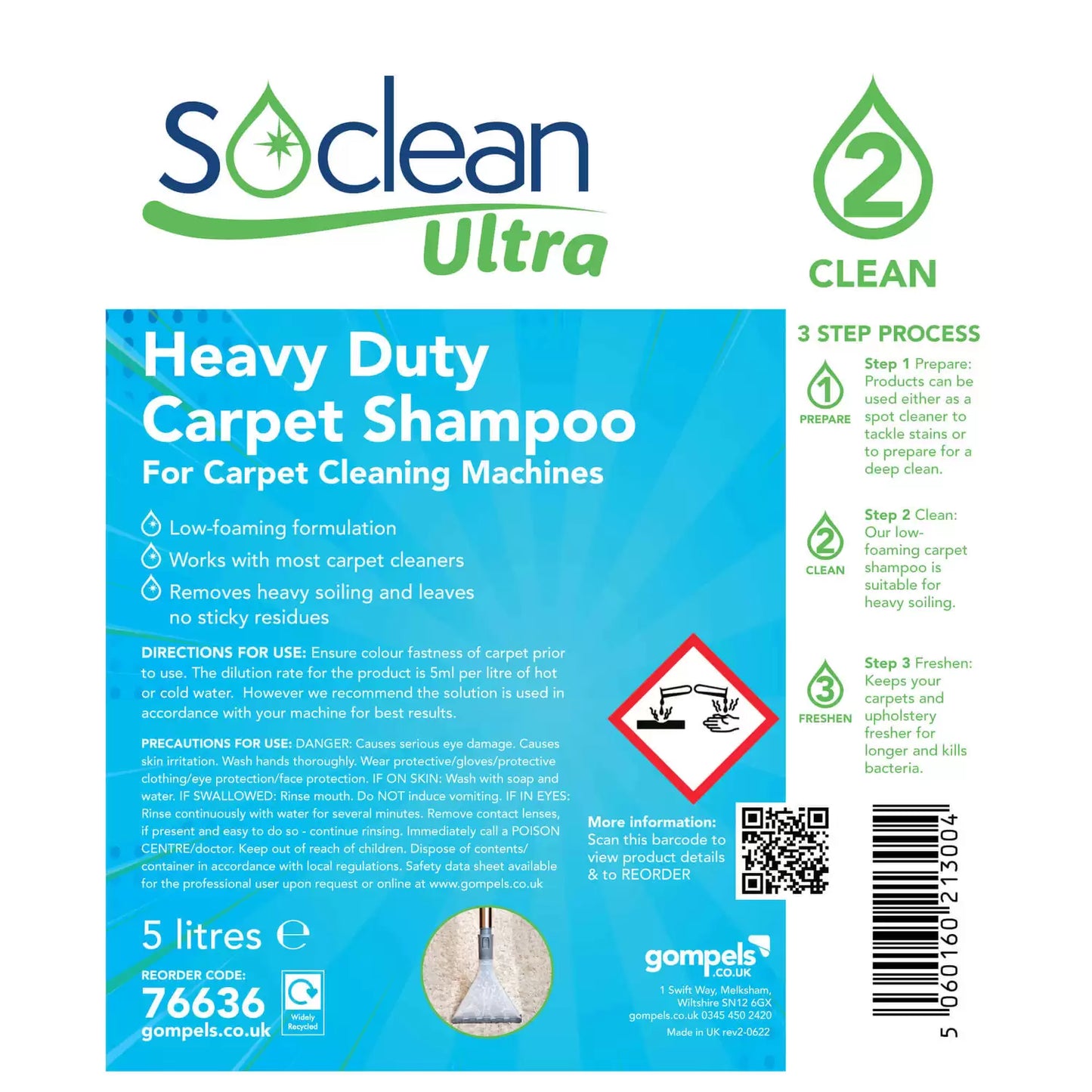 Soclean Ultra Carpet Shampoo 5 Litre 2 Pack