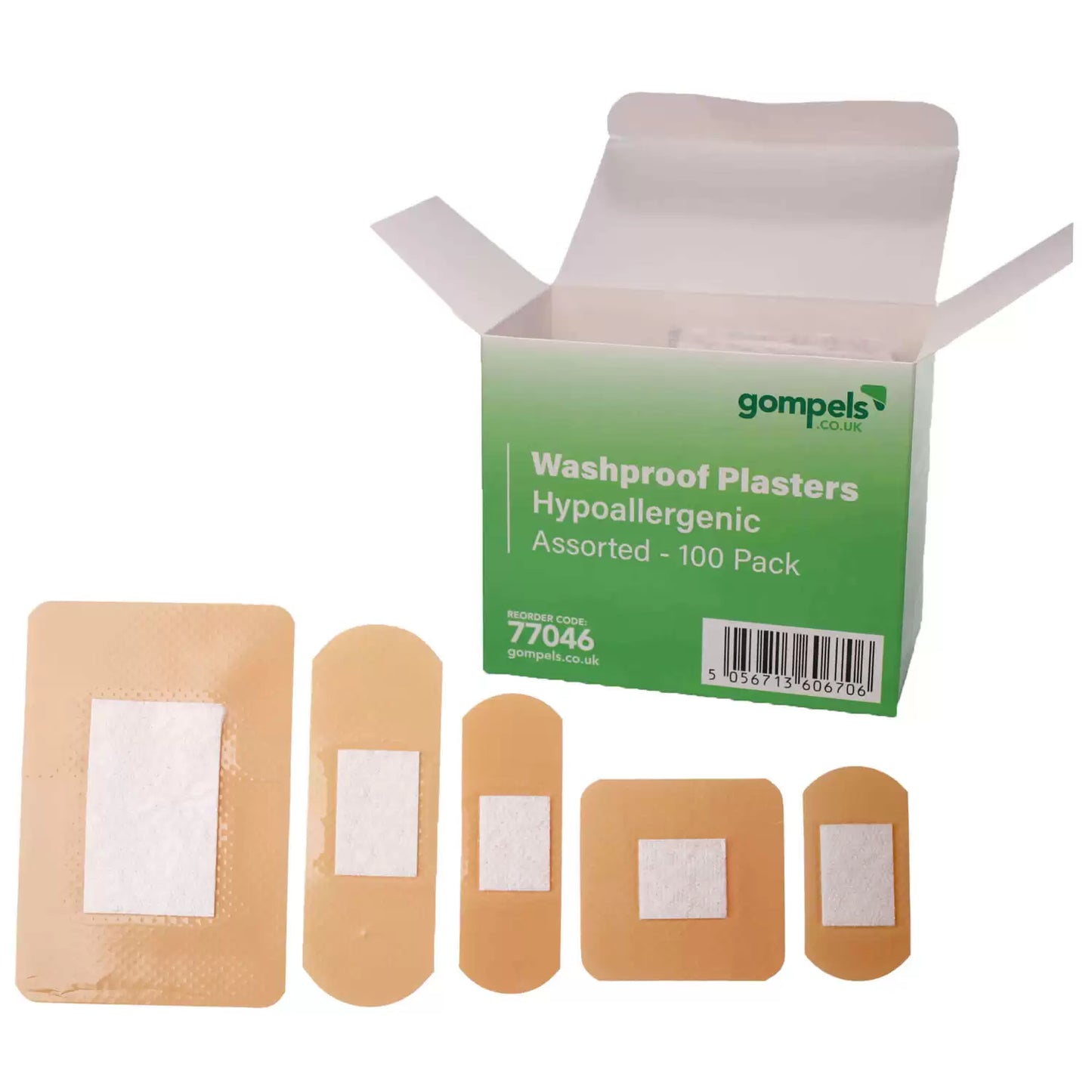 Hypoallergenic Wash Proof Plasters Assorted 100 Pack