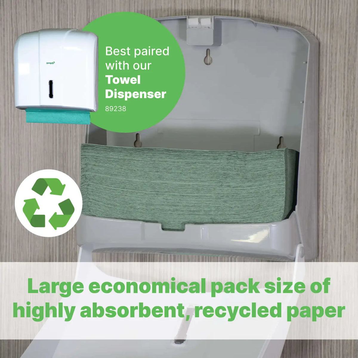 Soclean V Fold Green Paper Towels 1ply 5000