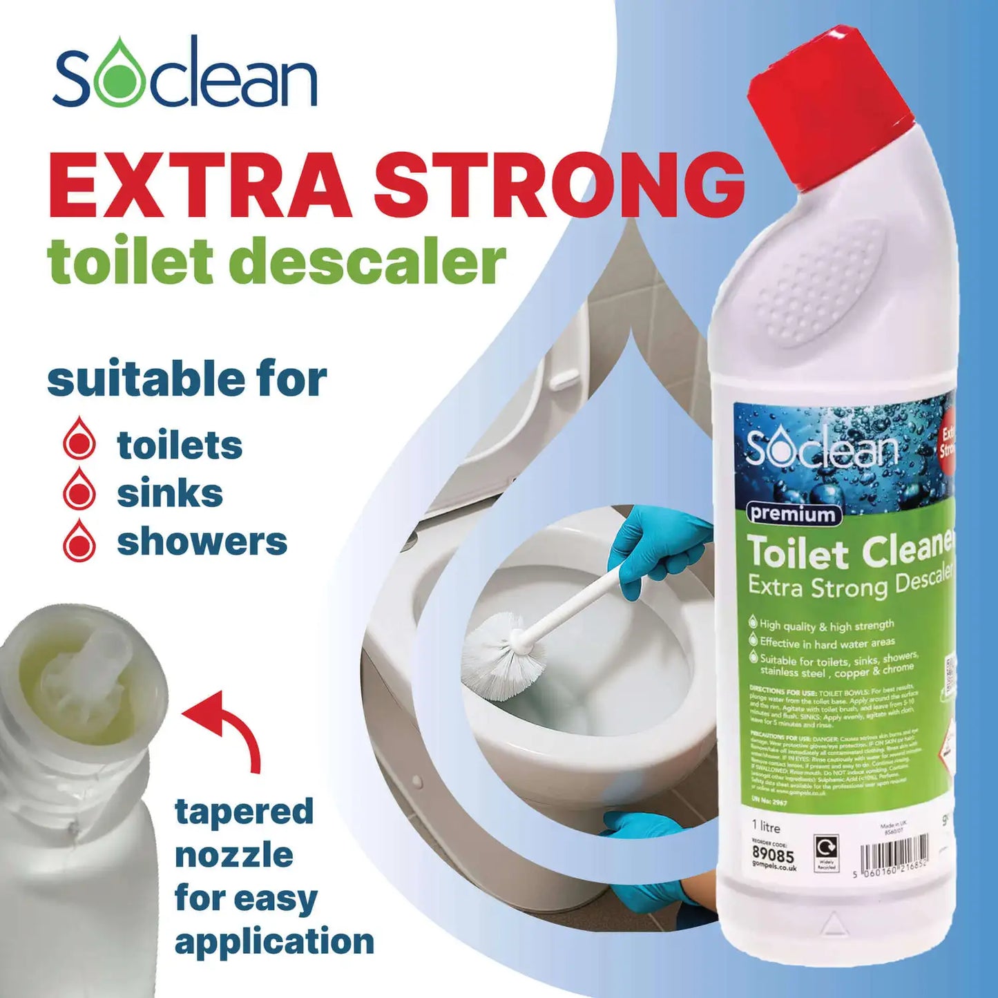 Soclean Extra Strong Toilet Descaler and Cleaner 1 Litre 6 Pack