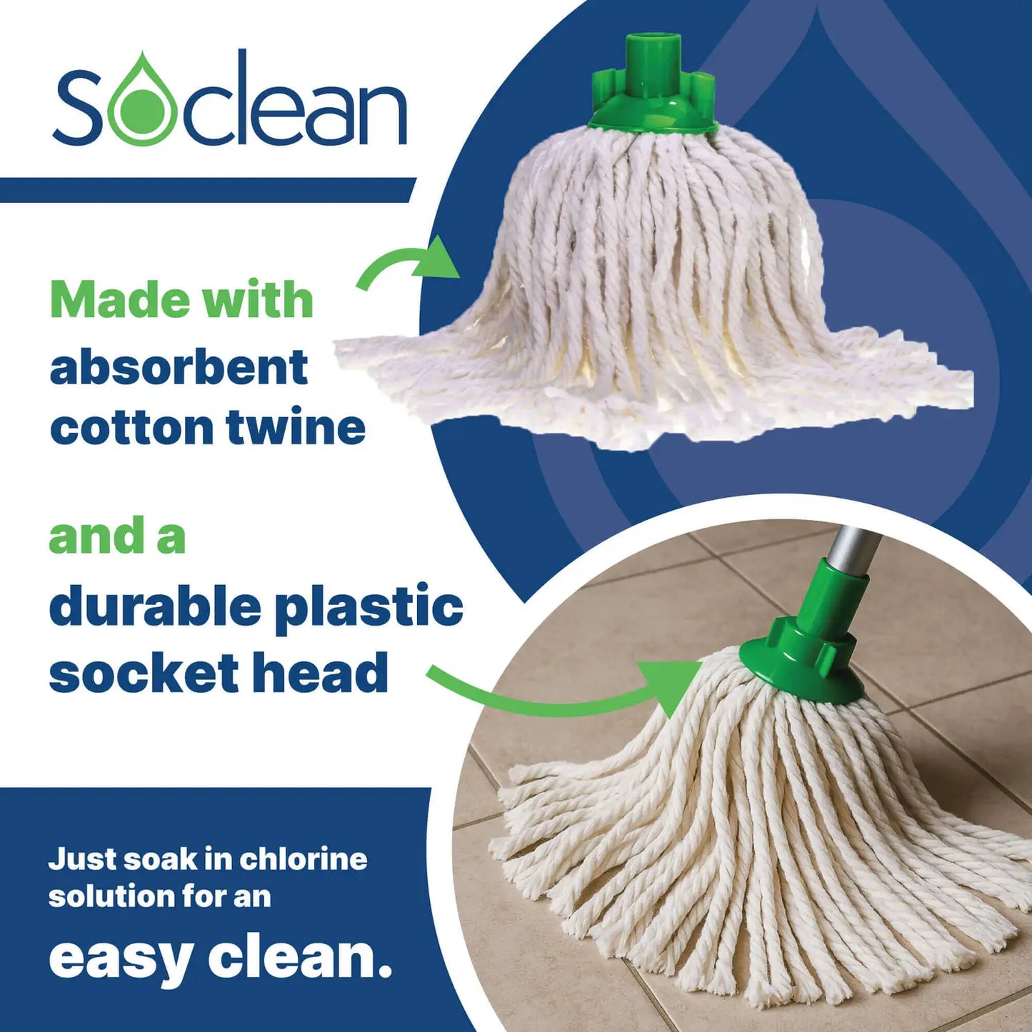 Soclean Cotton Twine Mop Head 5 Pack
