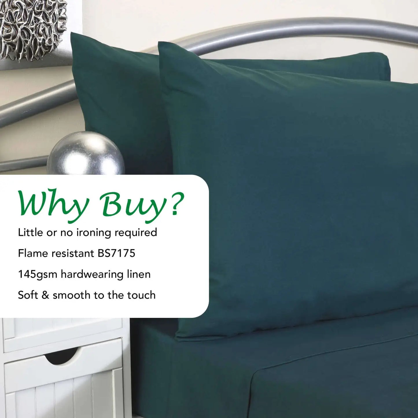 Fire Retardant Bedding Set Jade Green